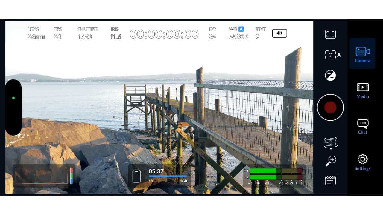 Holywood Pier via the Blackmagic Camera app UI: the original one with one 'l'