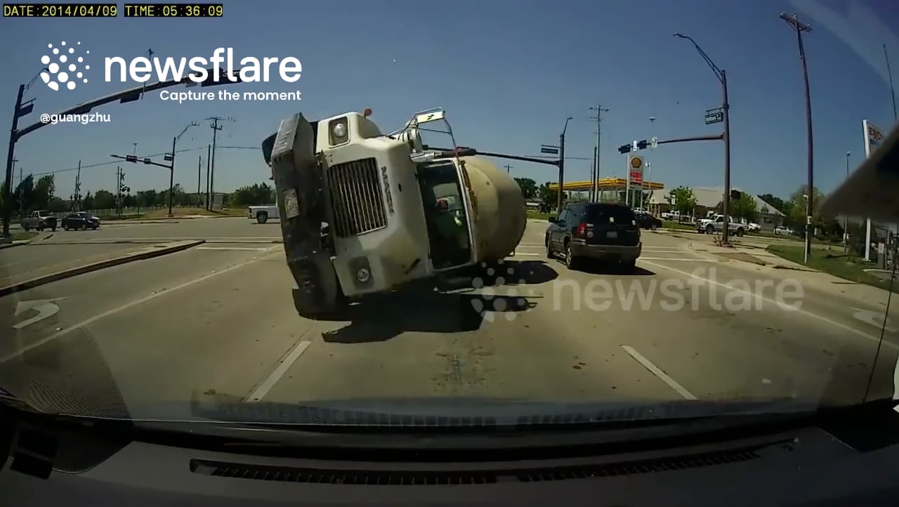 It might look CG, but this real truck crash happened in 2014 and made it into the movie 'Everything Everywhere All at Once'. Pic: Newsflare