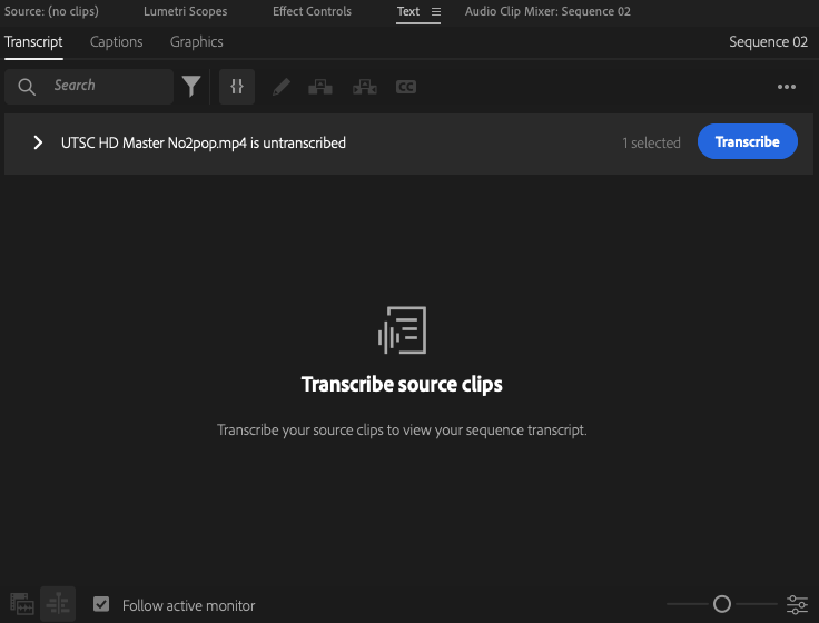 Adobe social media auto transcribe